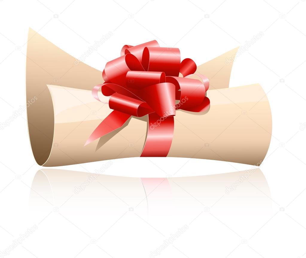 Paper scroll with gift bow.