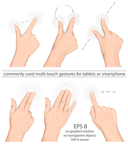 Gestos multitouch para tabletas — Vector de stock