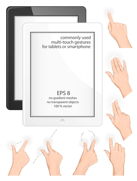 Multitouch gestures for tablets — Stock Vector