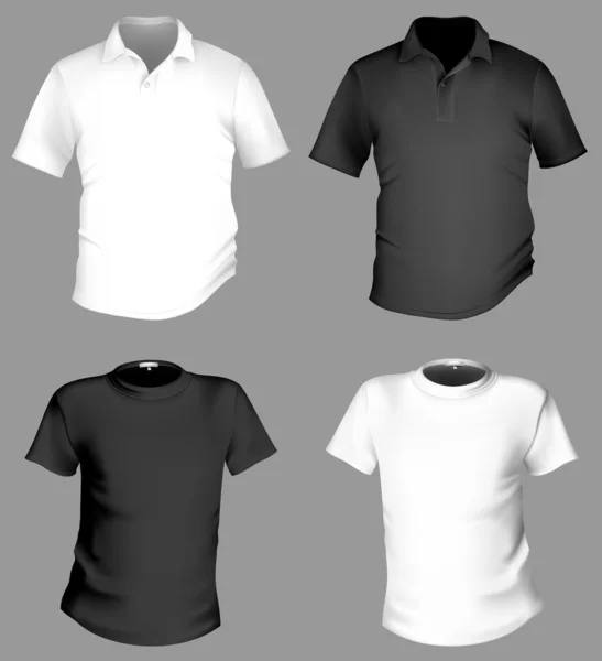 T-shirt preto e branco dos homens — Vetor de Stock