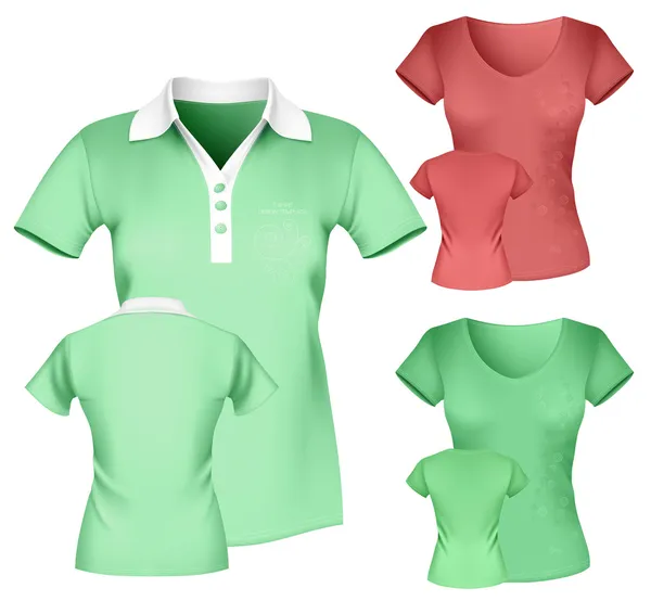 Kadın polo gömlek ve t-shirt tasarım — Stok Vektör