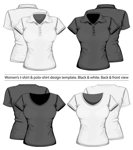 Design de camisa de pólo e camiseta feminina — Vetor de Stock