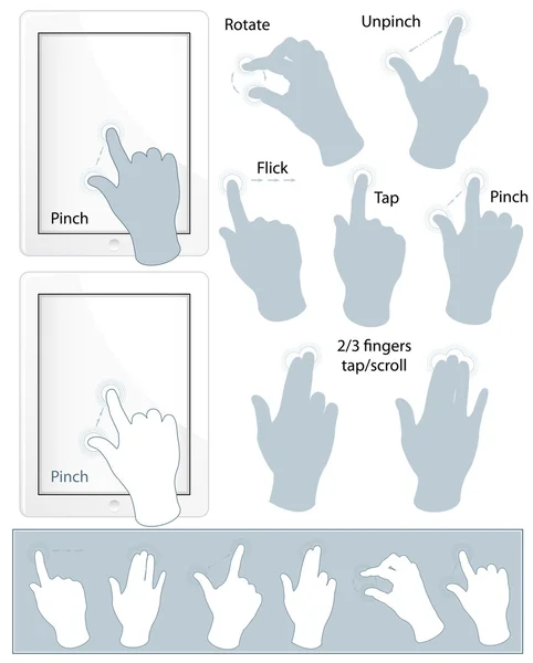 Multitouch gestures — Stock Vector