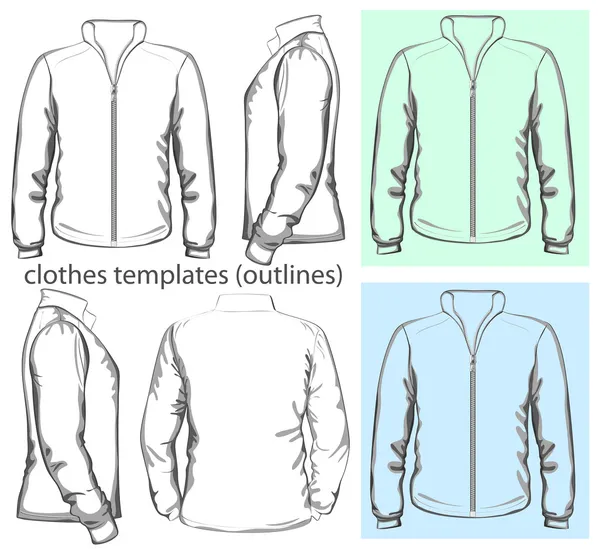 带拉链的男装运动衫 — 图库矢量图片