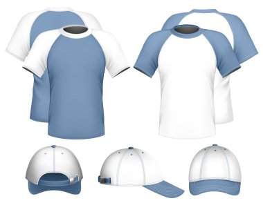 Men's raglan t-shirt & baseball cap. clipart