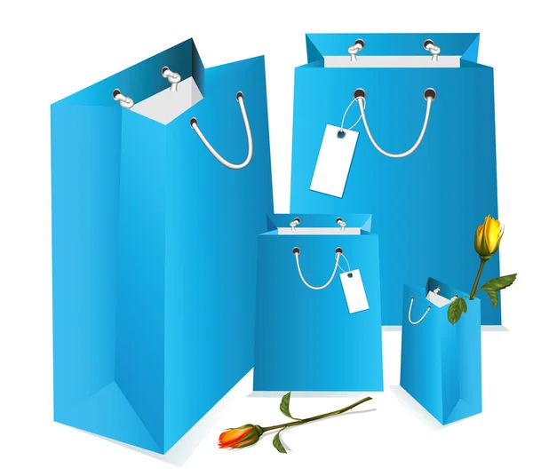 Geschenk blaue Säcke mit Rosen. — Stockvektor