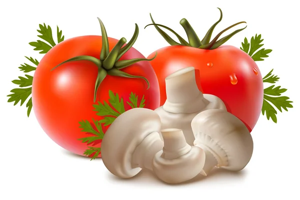 Tomato with mushrooms — Stock Vector