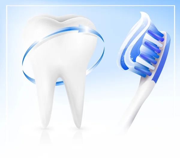Dente branco com escova de dentes — Vetor de Stock