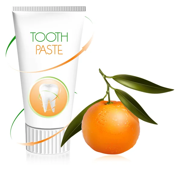 Zubní pasta s čerstvým mandarinka. — Stockový vektor