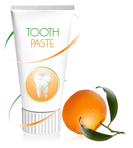 Dentifrice à la mandarine fraîche . — Image vectorielle