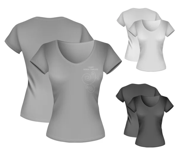 여성 t-셔츠 디자인 서식 파일. — 스톡 벡터