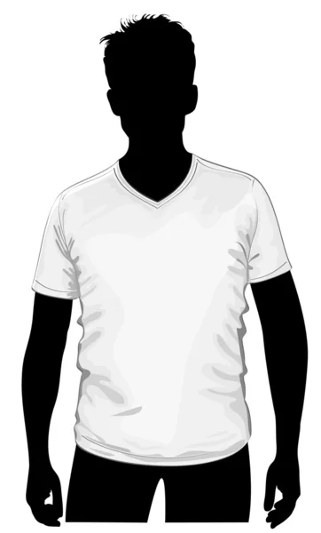 T-shirt de gola v masculina —  Vetores de Stock