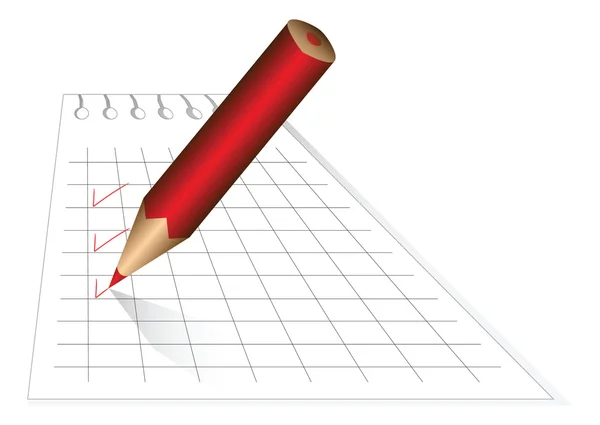 Marca de verificación con lápiz — Vector de stock