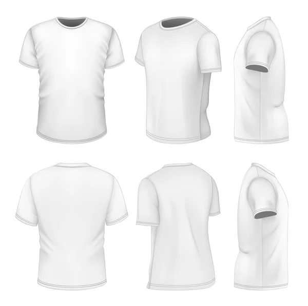 Las seis vistas camiseta de manga corta blanca de los hombres — Vector de stock