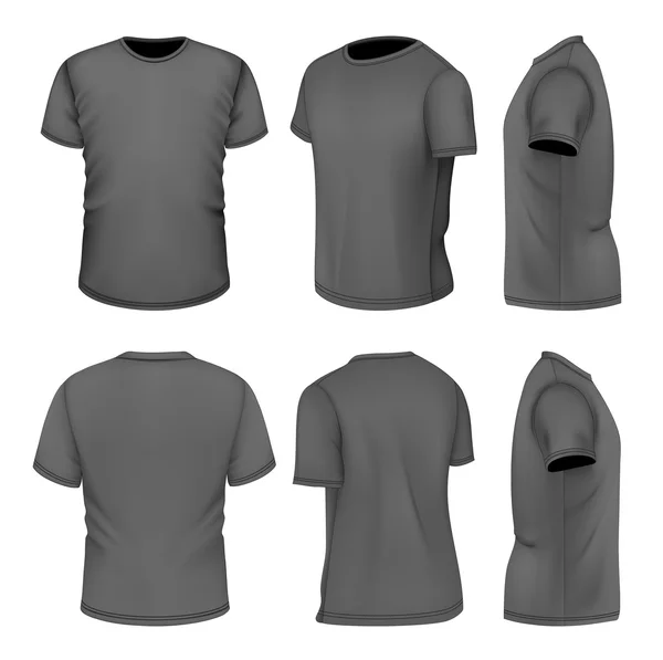 Les six vues t-shirt homme manches courtes noir — Image vectorielle