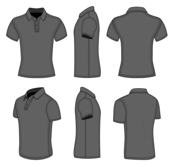 Camisa de pólo de manga curta preta masculina — Vetor de Stock