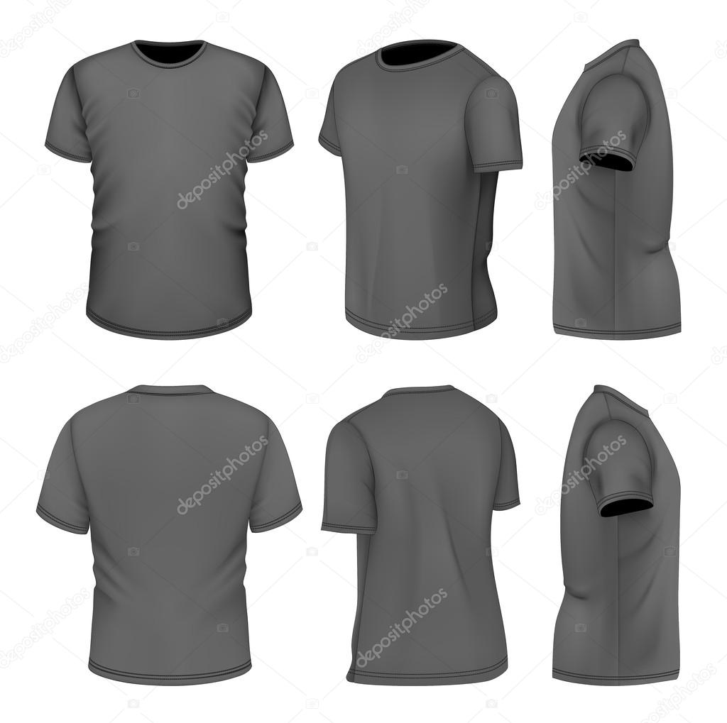 All six views men's black short sleeve t-shirt