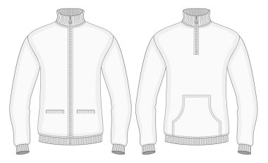 Erkekler rulo boyunlu kazak ZIP ve cepler