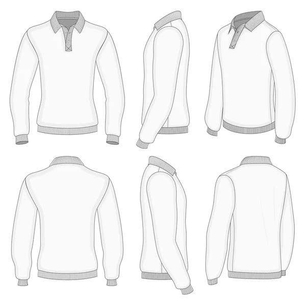 Mannen poloshirt met witte lange mouwen. — Stockvector