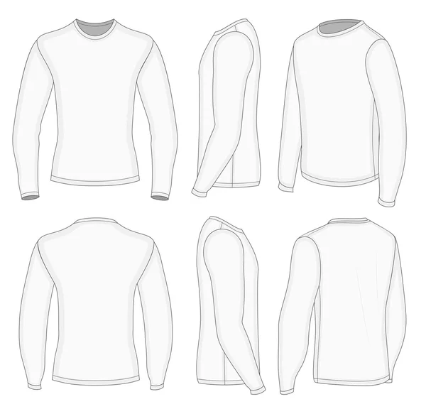 T-shirt homme manches longues blanc — Image vectorielle