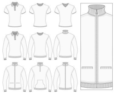 Men's short and long sleeve clothes. clipart