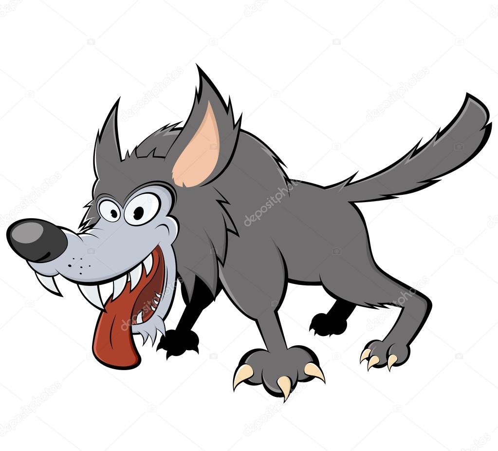Funny cartoon wolf