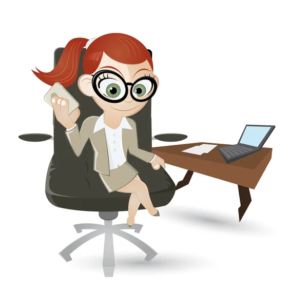 Lustige cartoon business girl — Stockvektor