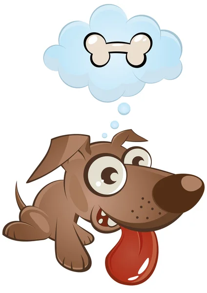 Vtipné kreslené pes chce kost — Stockový vektor