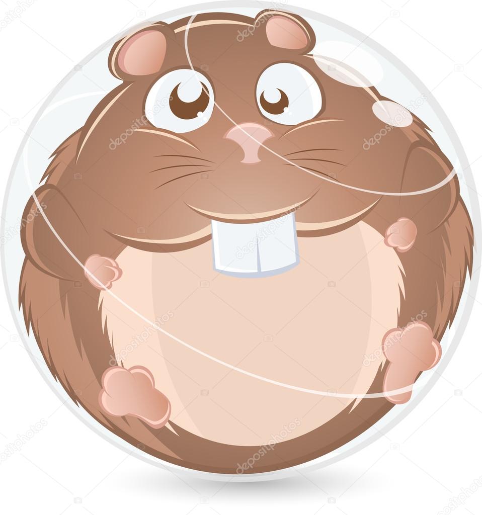 Funny cartoon hamster in a ball