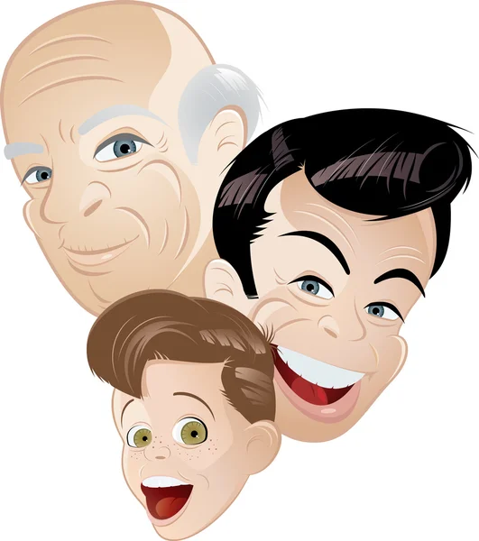 Grandpa father and son cartoon — Stock Vector