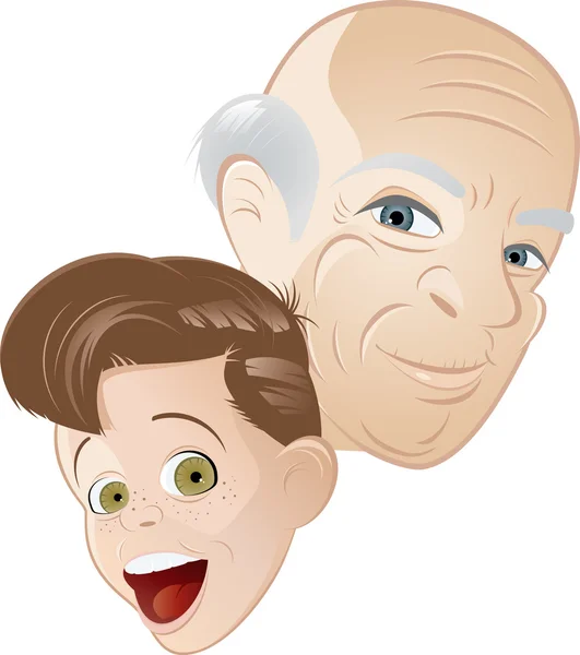 Abuelo y nieto de dibujos animados — Vector de stock