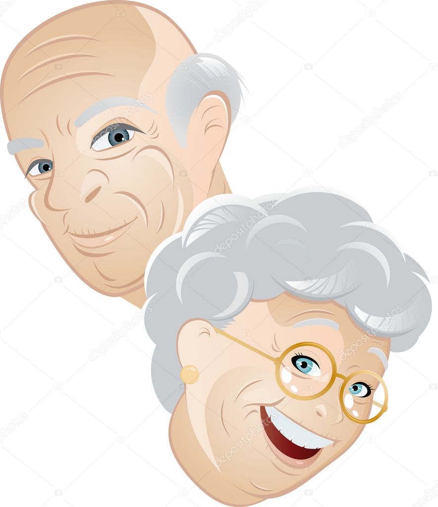 Senior couple cartoon