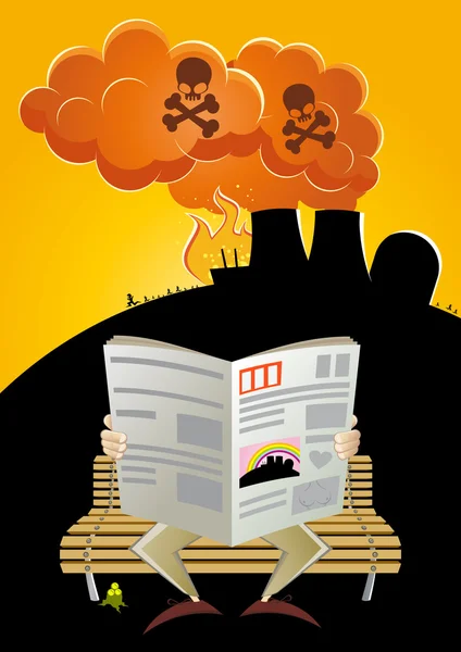 Nükleer felaket karikatür — Stok Vektör