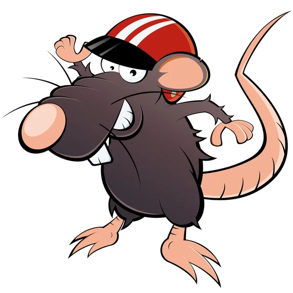 Drôle de rat dessin animé avec casque — Image vectorielle