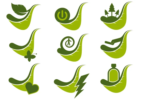Современный экологический набор листьев — стоковый вектор