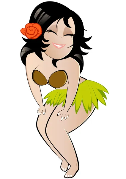 Chica divertida hula — Vector de stock