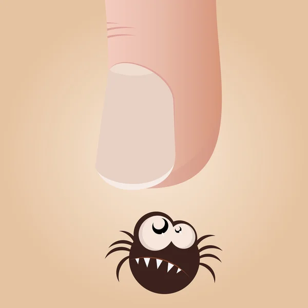 Dedo grande y araña pequeña — Vector de stock