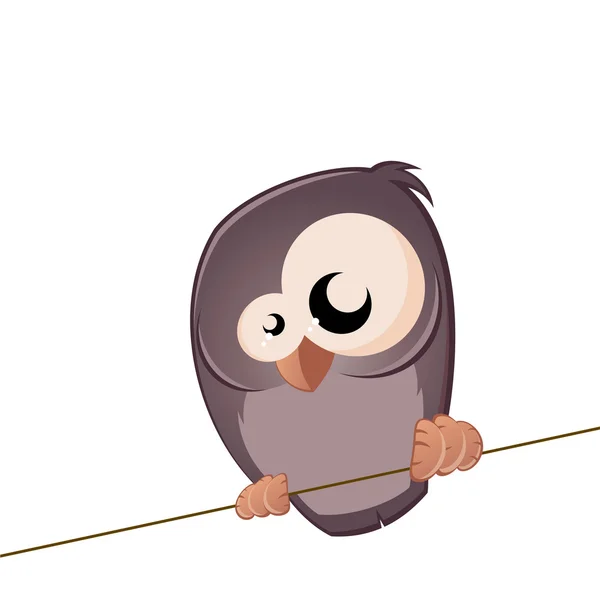 Rolig tecknad fågel sitter på en tråd — Stock vektor