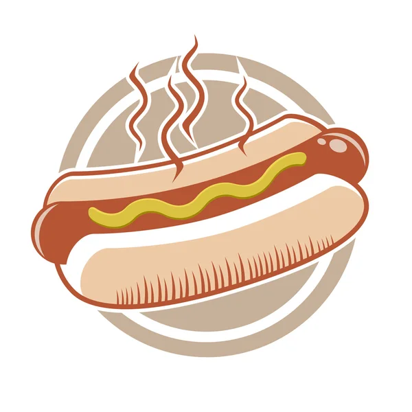 Hotdog in een badge — Stockvector