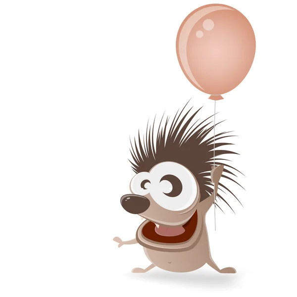 Happy hedgehog with balloon — Stock Vector