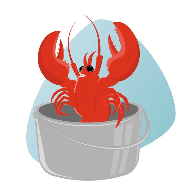 Funny cartoon lobster in a pot — Stock Vector