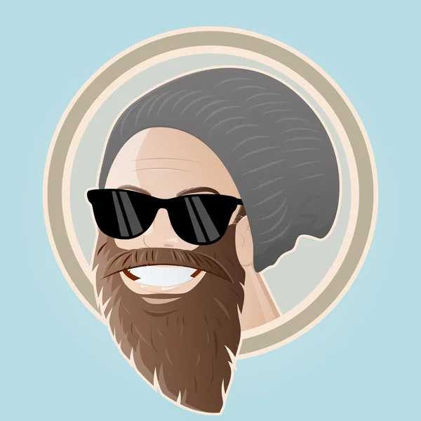 Homme dessin animé barbu avec chapeau — Image vectorielle