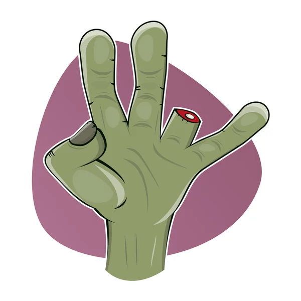 Lelijk zombie hand met ontbrekende vinger — Stockvector