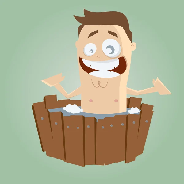 Cartoon man is bathing — Stock Vector