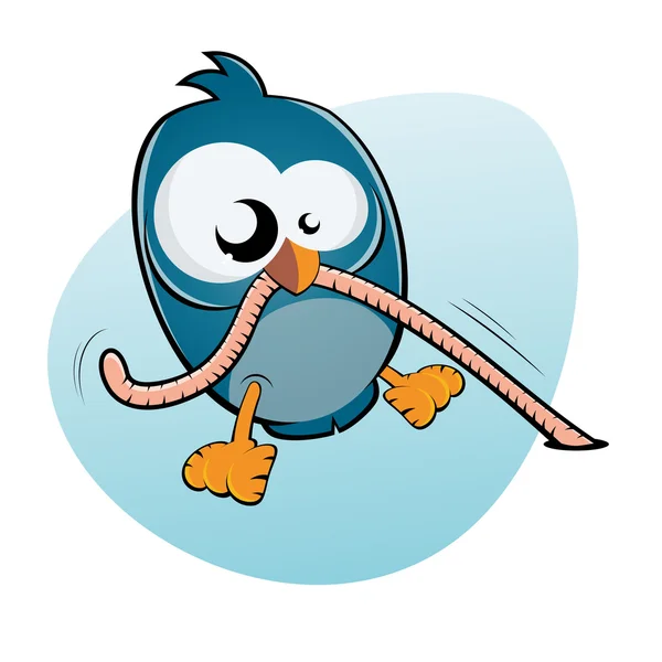 Cartoon vogel en worm — Stockvector