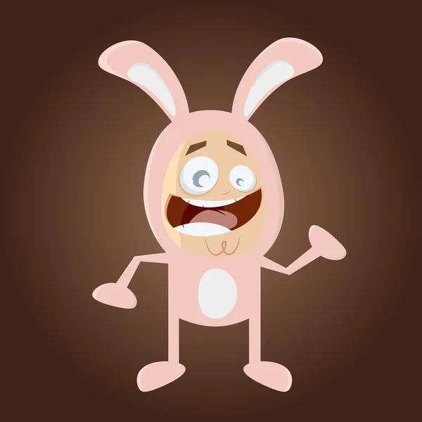Felice uomo dei cartoni animati in costume coniglietto — Vettoriale Stock