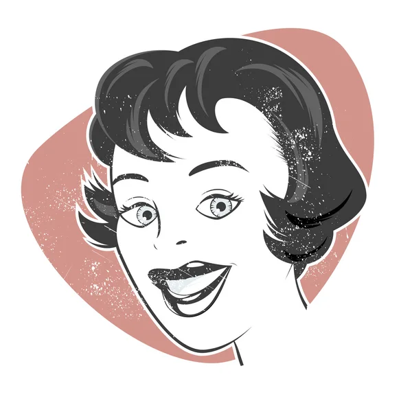 Vintage mulher dos desenhos animados — Vetor de Stock