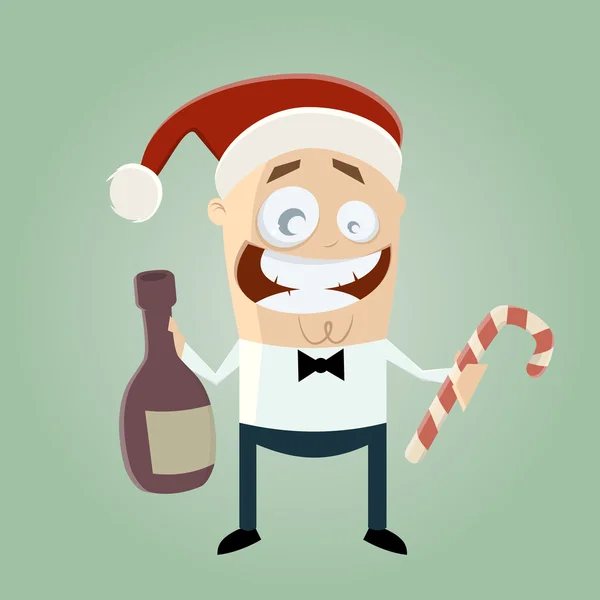 Funny christmas party man — Stock Vector