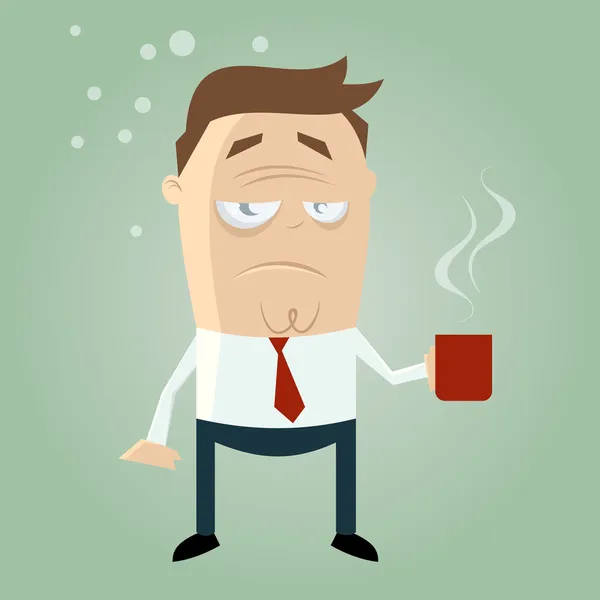 Schläfriger Typ mit Tasse Kaffee — Stockvektor