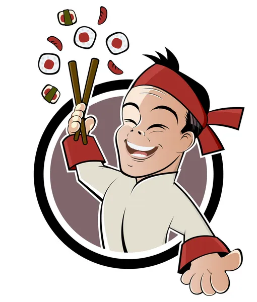 Desenhos animados engraçados do sushi — Vetor de Stock